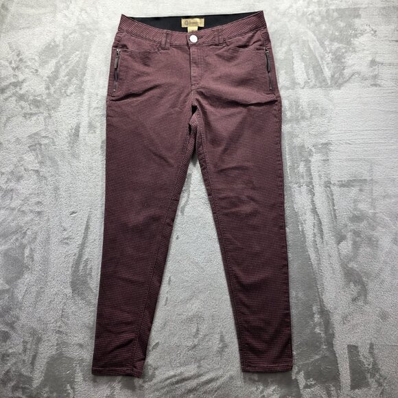 Democracy Pants Womens 12 Burgundy Houndstooth AB Technology Stretch Slim Fit - Picture 1 of 10